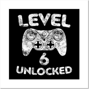 Kids Level 6 Unlocked 6Th Video Gamer Birthday Posters and Art